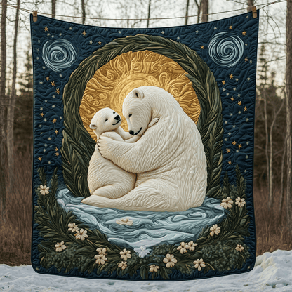 Mother And Baby Polar Bear Quilted Blanket GFTOAB659