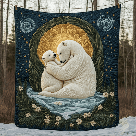 Mother And Baby Polar Bear Quilted Blanket GFTOAB659