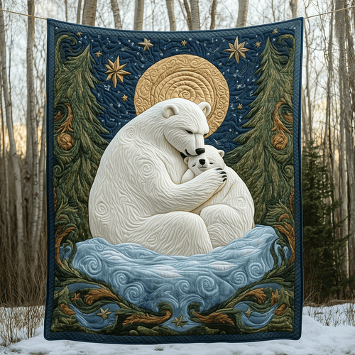 Mother And Baby Polar Bear Quilted Blanket GFTOAB661