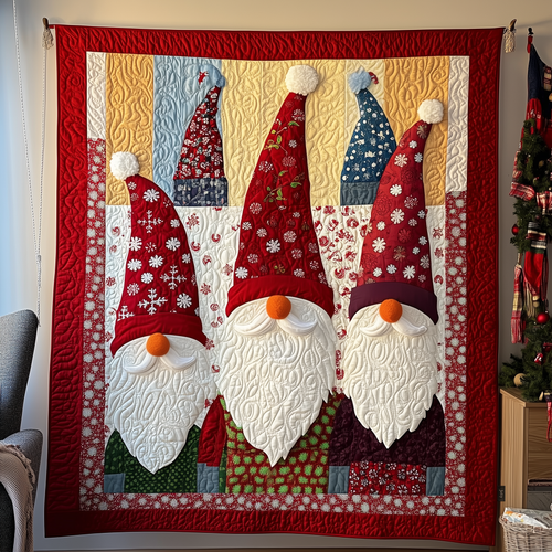 Christmas Gnomes Quilted Blanket GFTOHD786