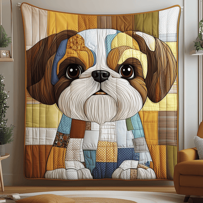 Colorful Shih Tzu Quilted Blanket GFTOAB879