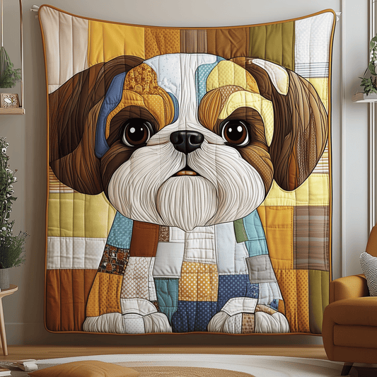 Colorful Shih Tzu Quilted Blanket GFTOAB879