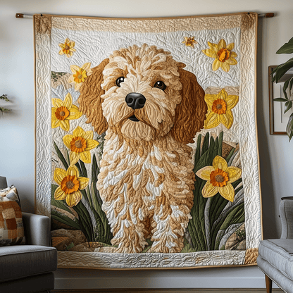 Floral Goldendoodle Quilted Blanket GFTOAB1277
