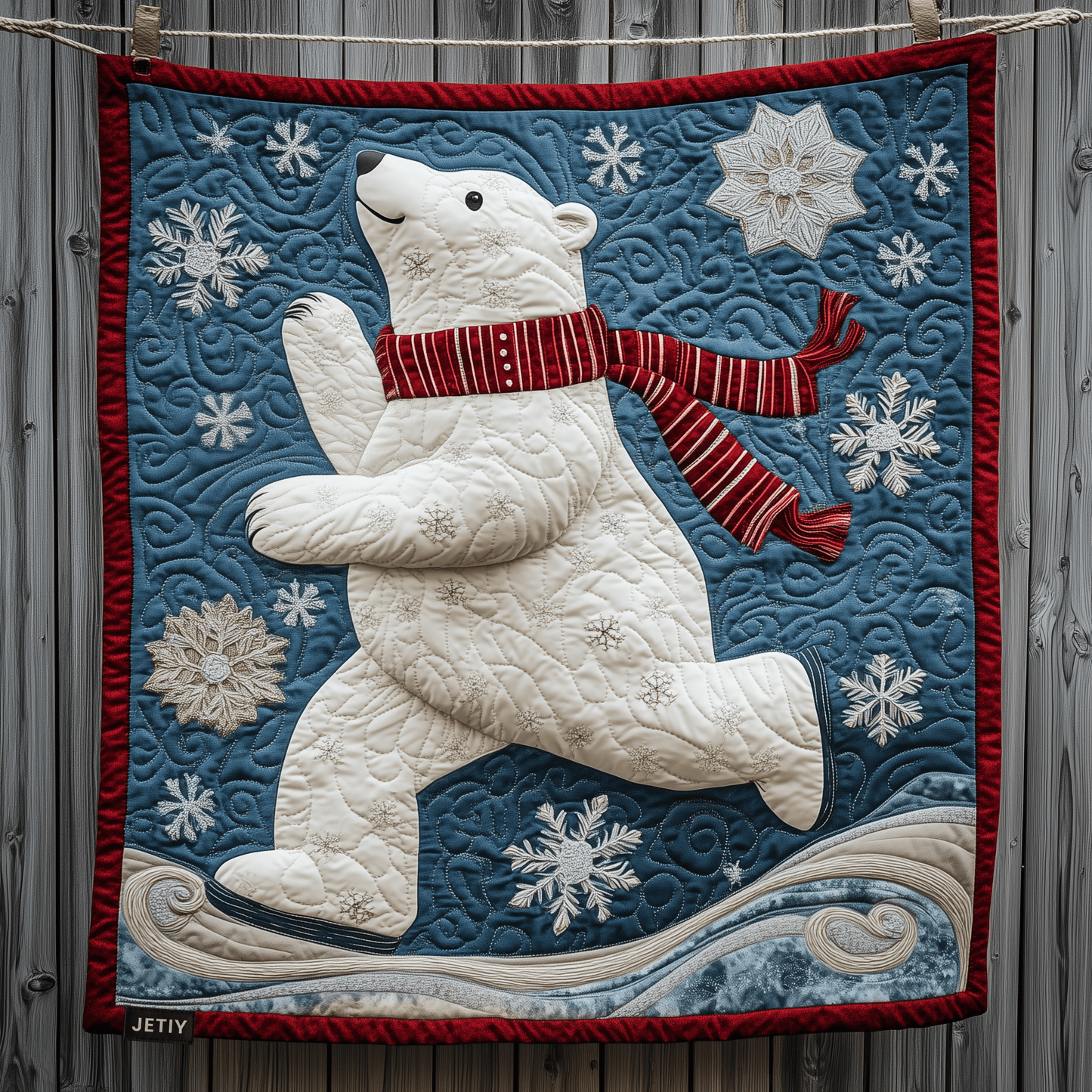 Polar Bear Ice Skating Quilted Blanket GFTOAB667