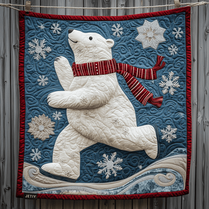 Polar Bear Ice Skating Quilted Blanket GFTOAB667