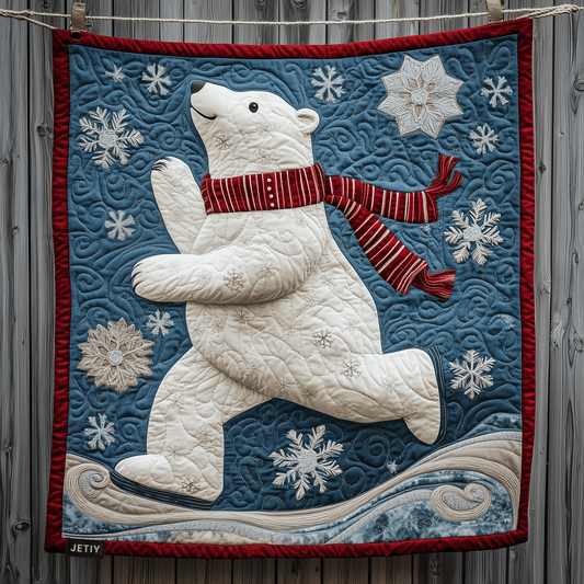 Polar Bear Ice Skating Quilted Blanket GFTOAB667