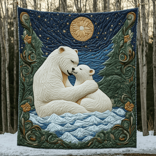 Mother And Baby Polar Bear Quilted Blanket GFTOAB660