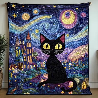 Midnight Starry Whiskers Quilted Blanket GFTOHD726