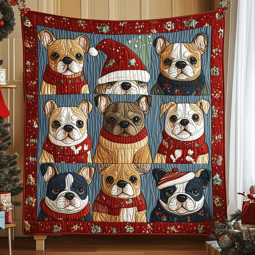 Festive Bulldog Quilted Blanket GFTONL847