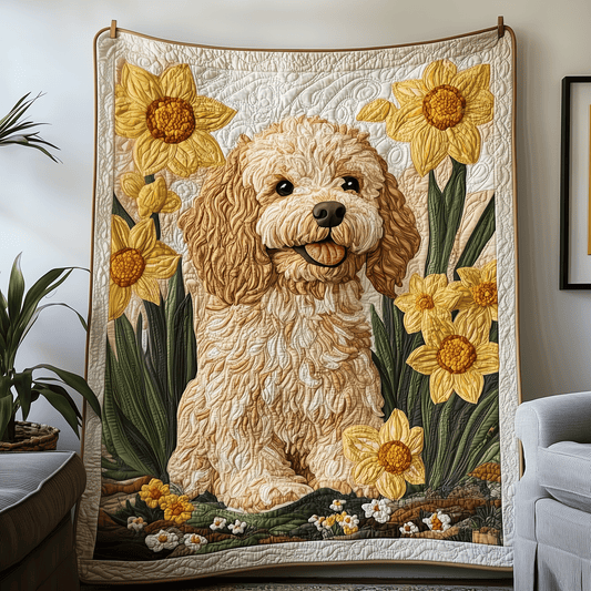 Floral Goldendoodle Quilted Blanket GFTOAB1278