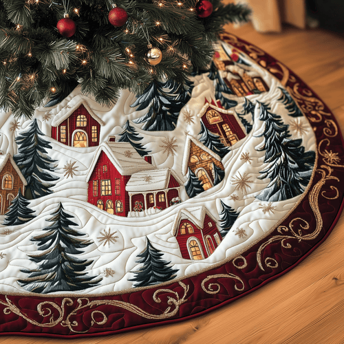 Christmas Village Quilted Tree Skirt GFTOTP761