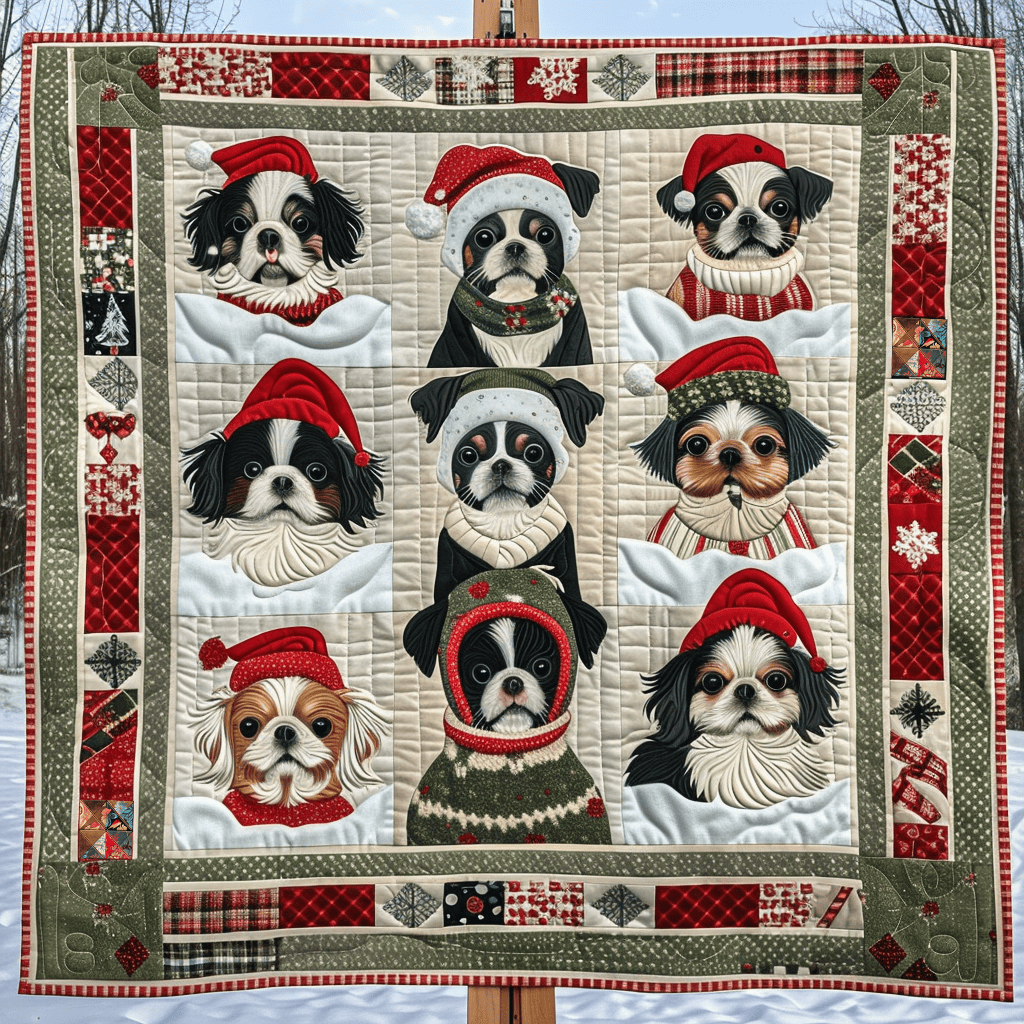 Christmas Papillon Dogs XR2110002CL Quilt