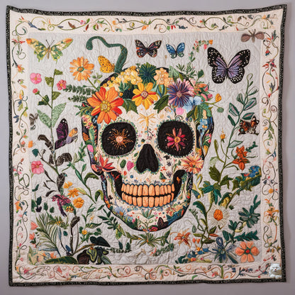 Flower Skull WU2610004CL Quilt