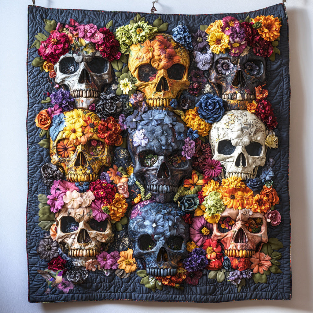 Flower Skulls WU1810006CL Quilt