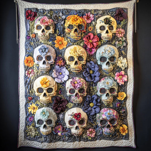 Flower Skulls WU1810004CL Quilt