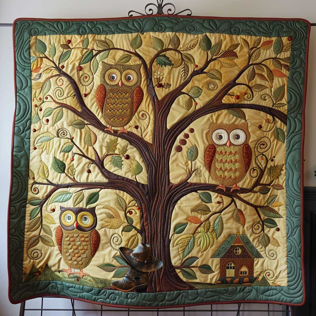 Little Owl Family WP1710032CL Quilt