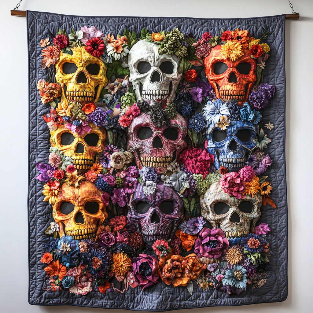 Flower Skulls WU1810003CL Quilt