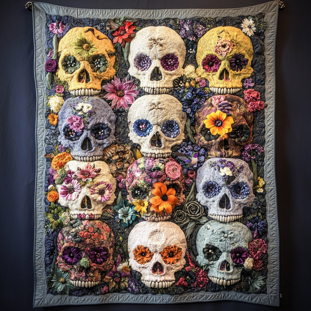 Flower Skulls WU1810005CL Quilt