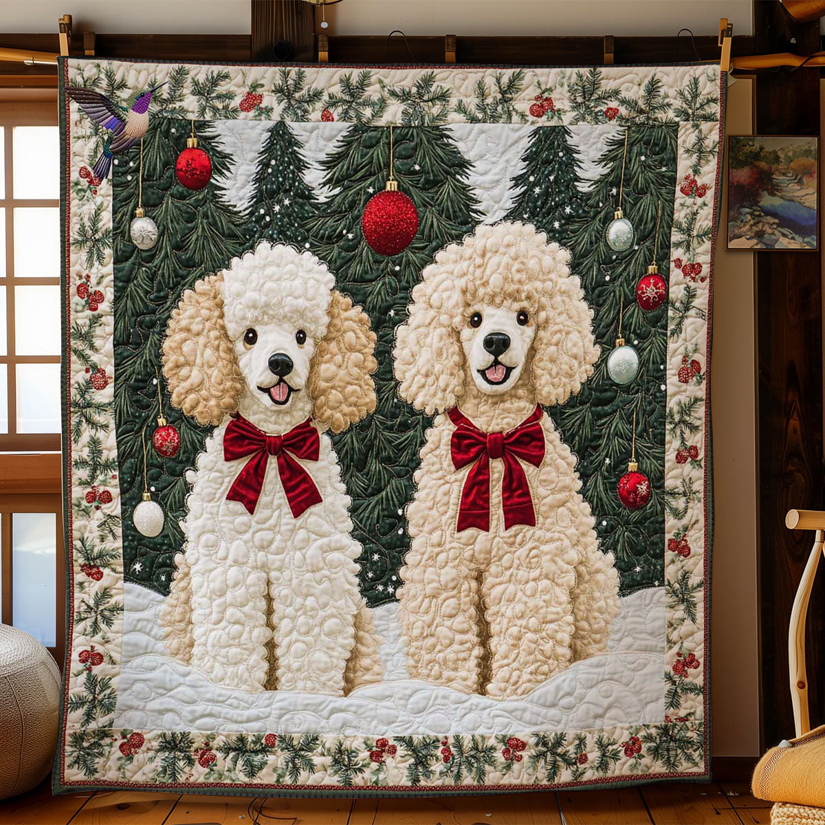 Holiday Poodles WN1511040CL Quilt