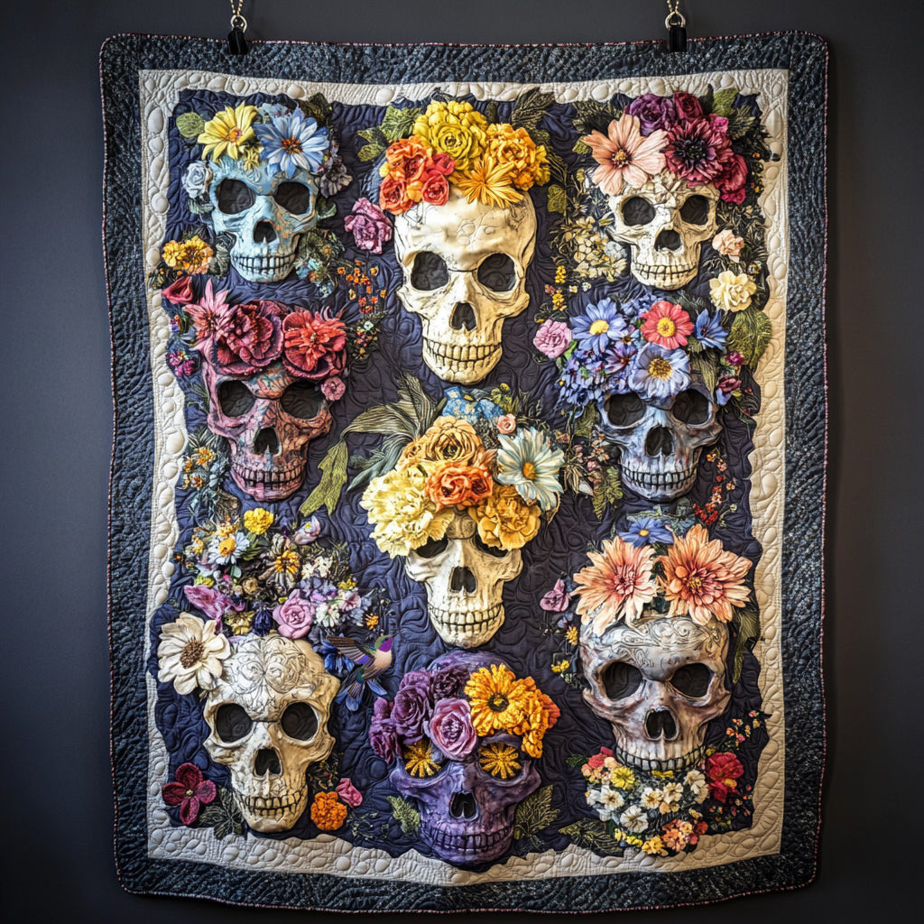 Flower Skulls WU1810002CL Quilt