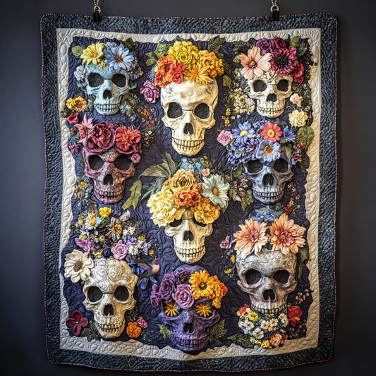 Flower Skulls WU1810002CL Quilt