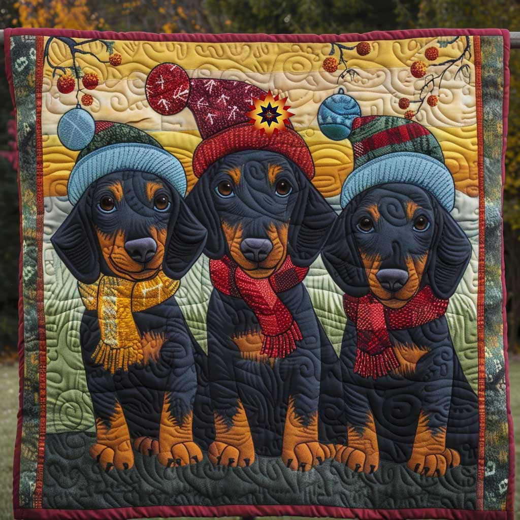 Three Cute Winter Dachshund WP2510029CL Quilt