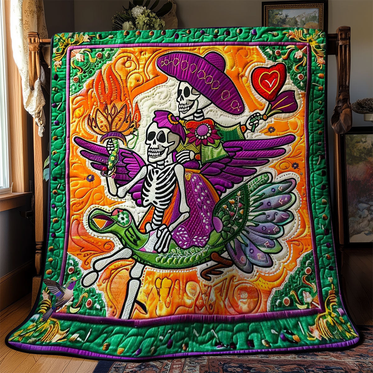 Skeleton Bird Ride WN2110041CL Quilt