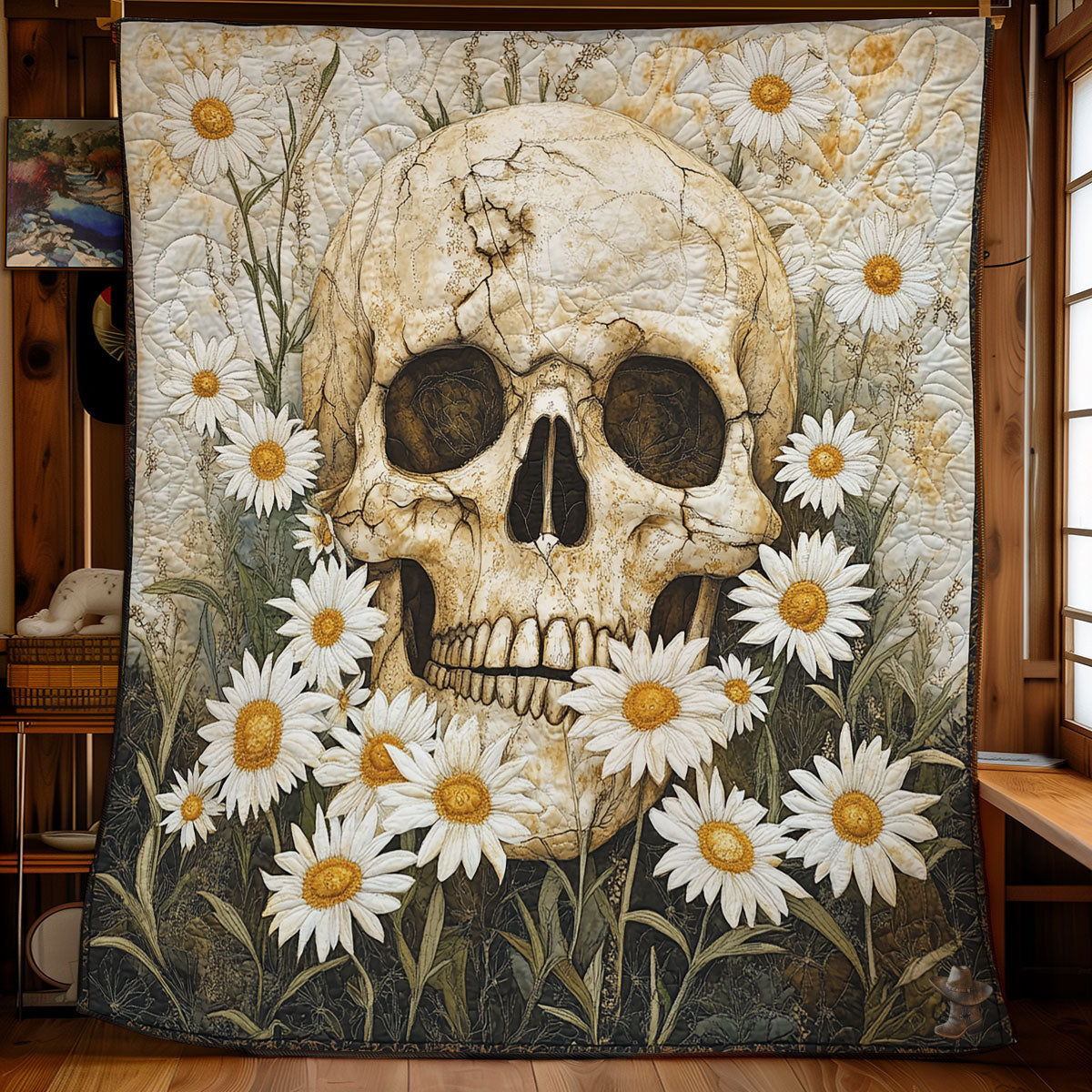 Skull And Daisies WU1710012CL Quilt