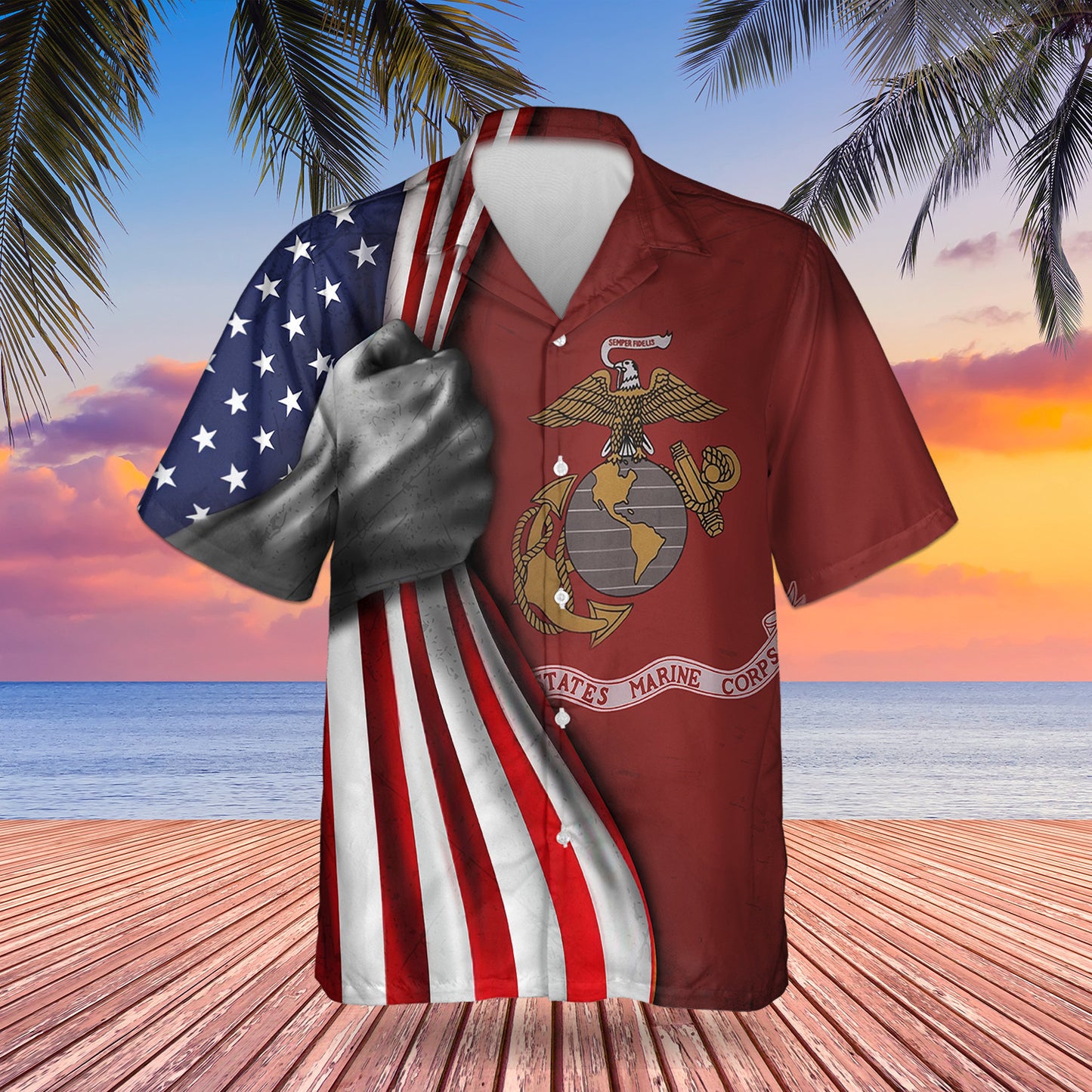 U.S Marine Corps Flag Inside American Flag Patriotic Welcome Holiday 4Th July Decor In-Outdoor