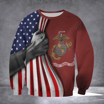 U.S Marine Corps Flag Inside American Flag Patriotic Welcome Holiday 4Th July Decor In-Outdoor