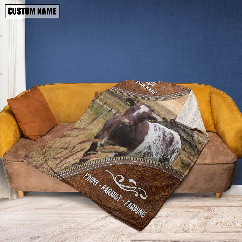 Personalized Name Shorthorn Faith Family Farming Blanket, Farm Blanket, Farm Animal Blanket
