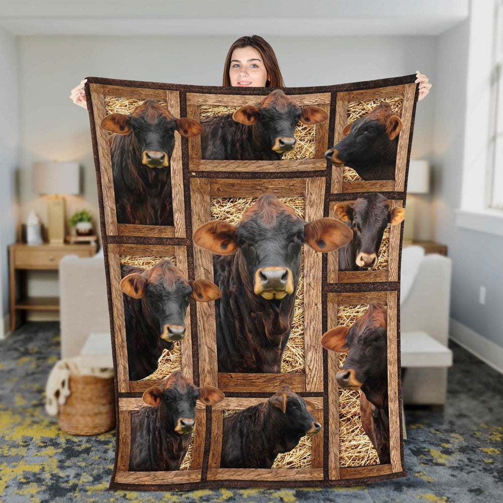 Gelbvieh In Farm All Printed 3D Blanket, Farm Blanket, Farm Animal Blanket
