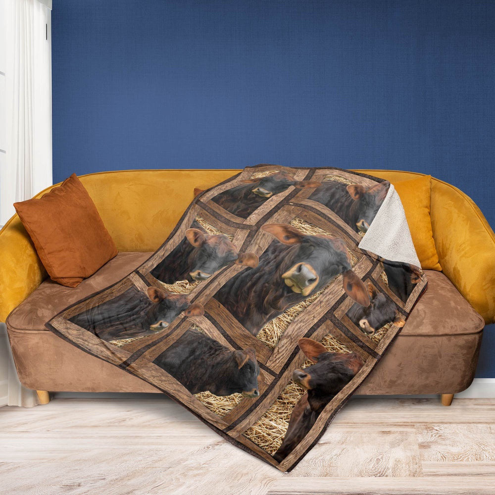 Gelbvieh In Farm All Printed 3D Blanket, Farm Blanket, Farm Animal Blanket