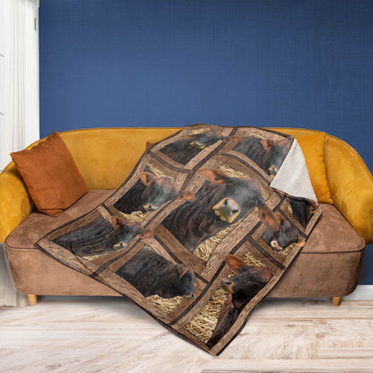 Gelbvieh In Farm All Printed 3D Blanket, Farm Blanket, Farm Animal Blanket