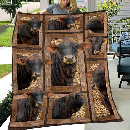 Gelbvieh In Farm All Printed 3D Blanket, Farm Blanket, Farm Animal Blanket