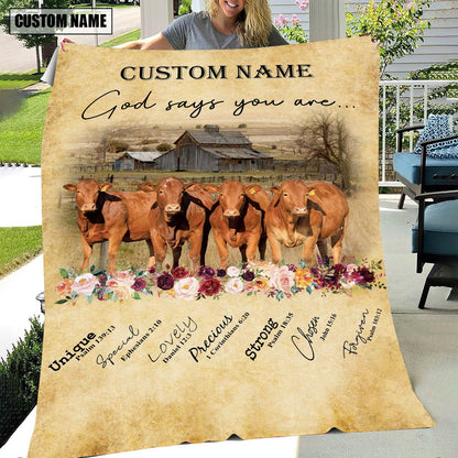 God Says You Are Personalized Name Beefmaster Blanket, Farm Blanket, Farm Animal Blanket