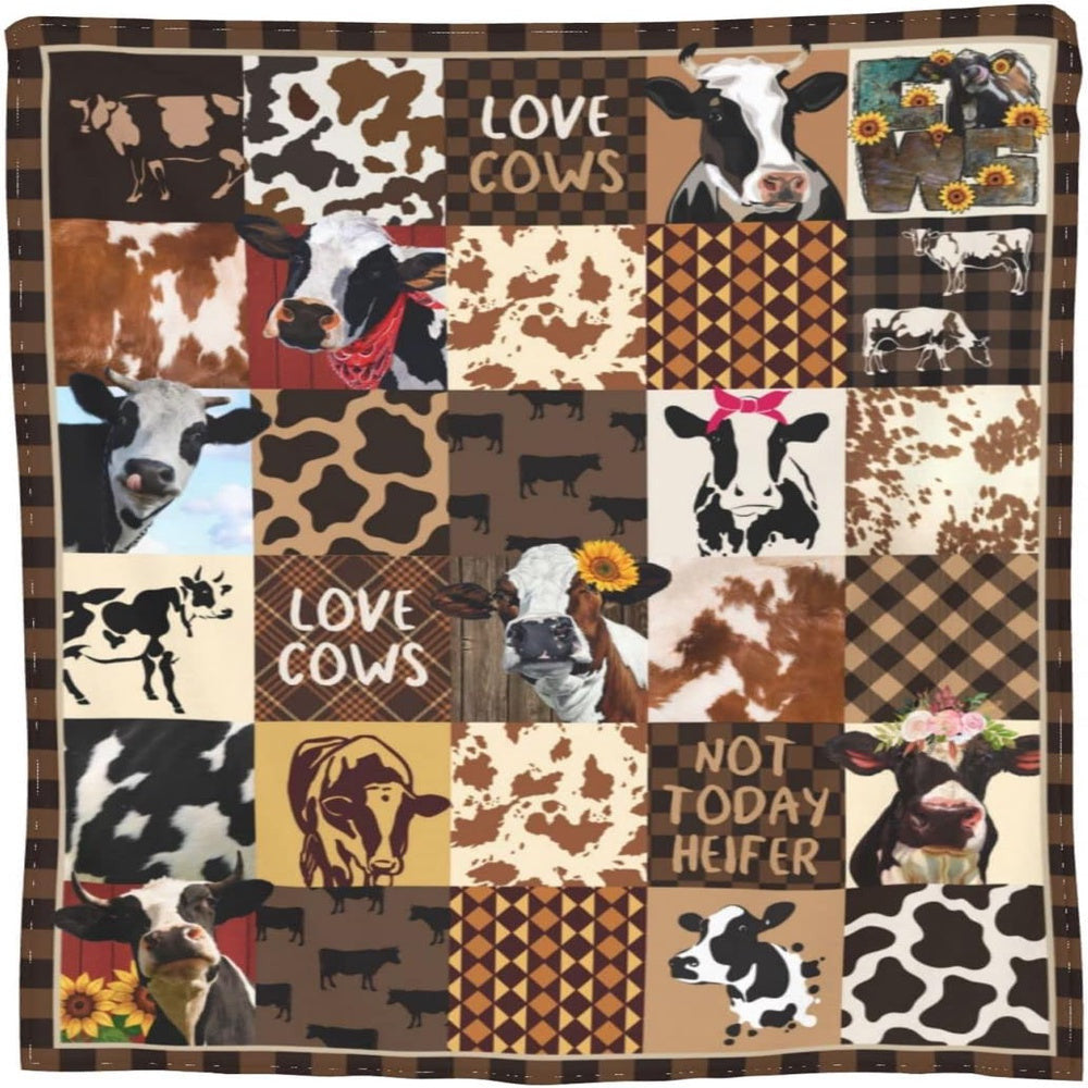 Holstein Cattle Brown Pattern Blanket, Farm Blanket, Farm Animal Blanket