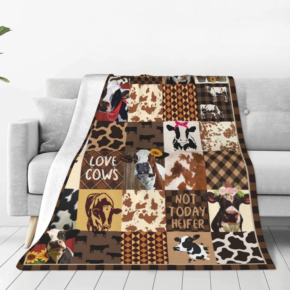 Holstein Cattle Brown Pattern Blanket, Farm Blanket, Farm Animal Blanket