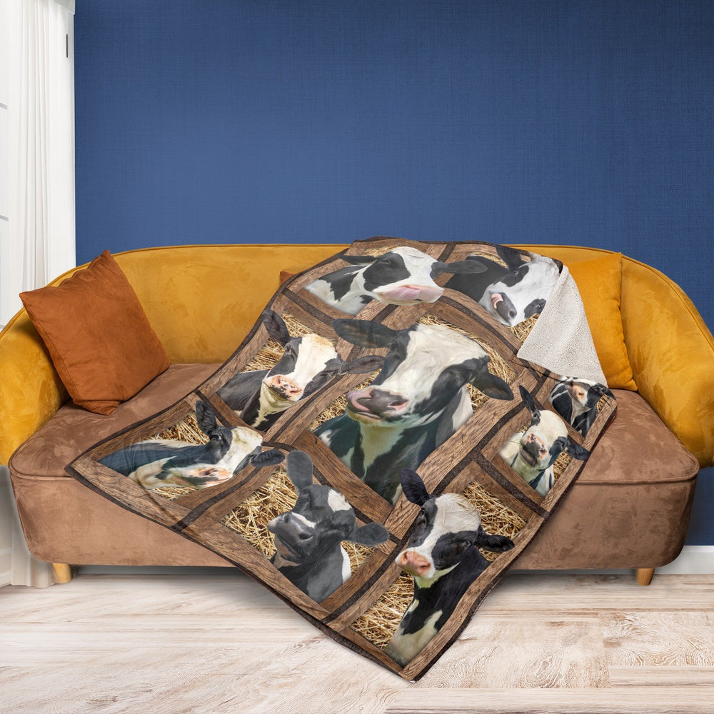 Holstein In Farm All Printed 3D Blanket, Farm Blanket, Farm Animal Blanket