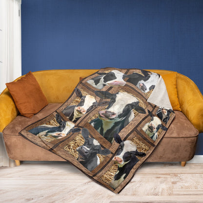 Holstein In Farm All Printed 3D Blanket, Farm Blanket, Farm Animal Blanket