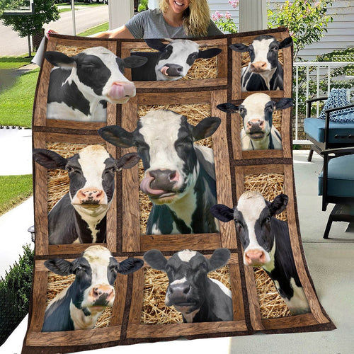 Holstein In Farm All Printed 3D Blanket, Farm Blanket, Farm Animal Blanket