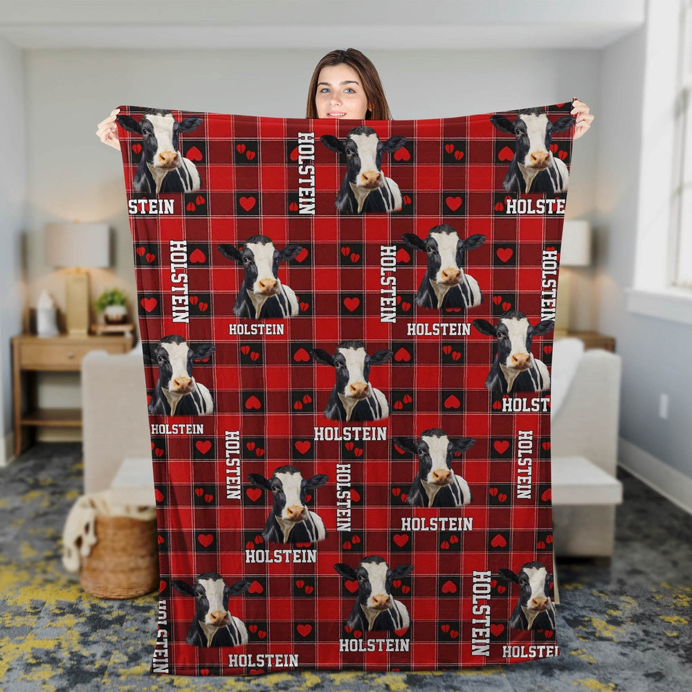 Holstein Cow Pattern Hoodie Blanket, Farm Blanket, Farm Animal Blanket