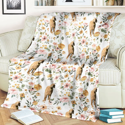 Spanish Goat Floral Pattern Blanket, Farm Blanket, Farm Animal Blanket