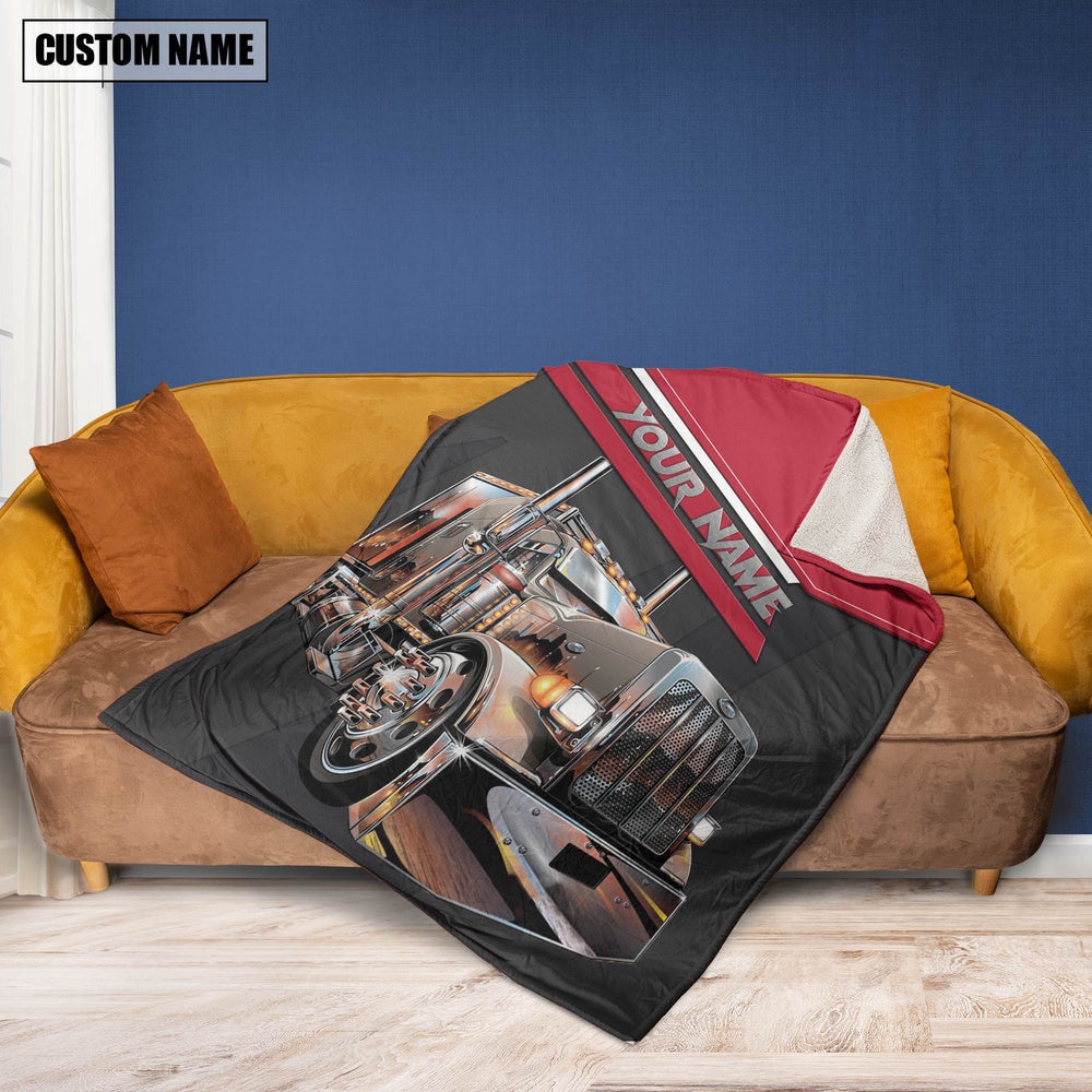 Custom Name Customized Name Red And Black Trucker Blanket 2024, Farm Blanket, Farm Animal Blanket