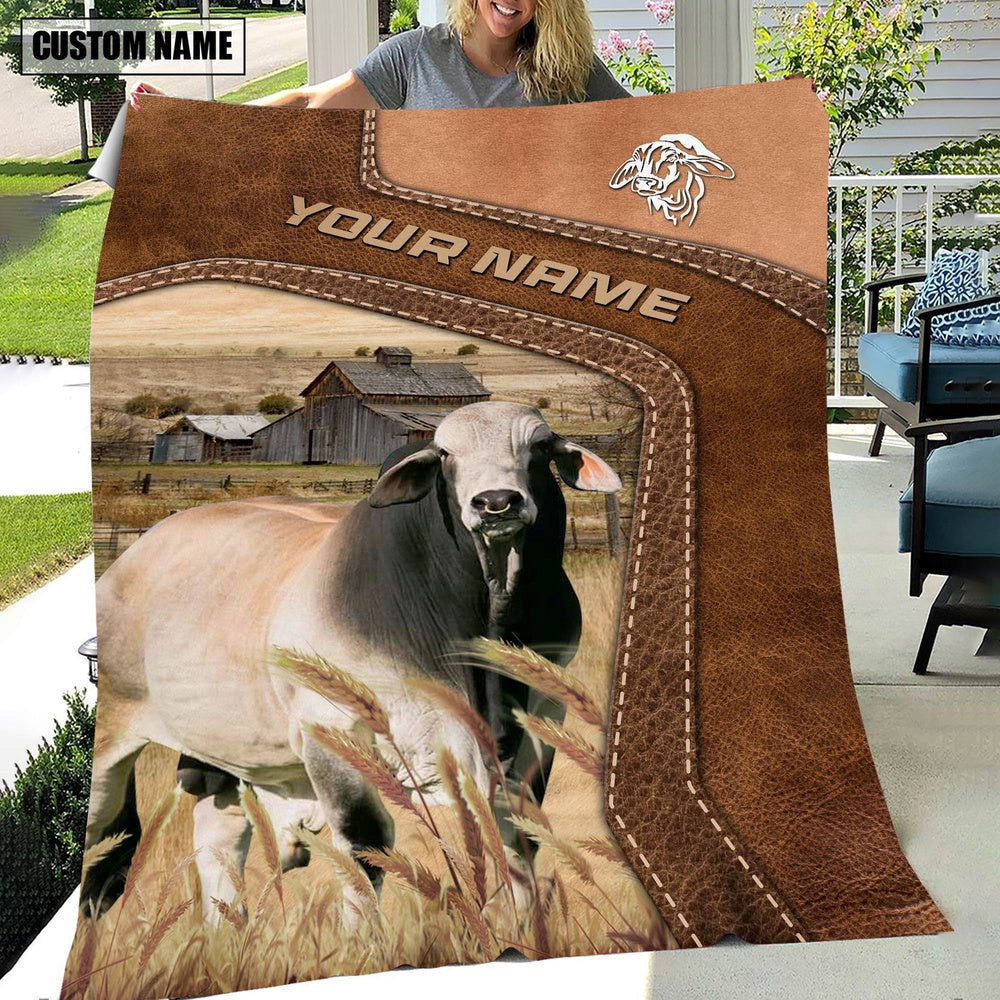 Big Custom Name Brahman Blanket, Farm Blanket, Farm Animal Blanket
