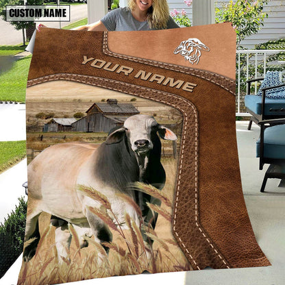 Big Custom Name Brahman Blanket, Farm Blanket, Farm Animal Blanket