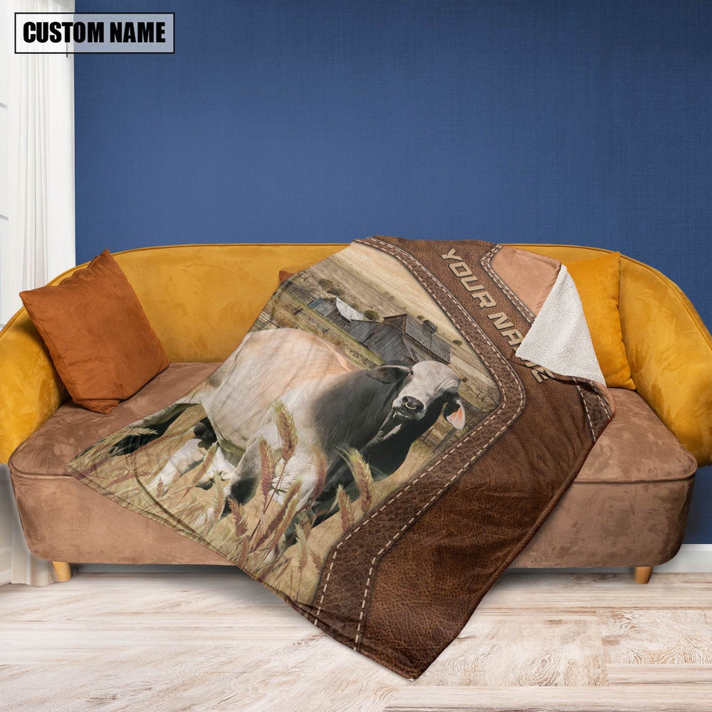 Big Custom Name Brahman Blanket, Farm Blanket, Farm Animal Blanket
