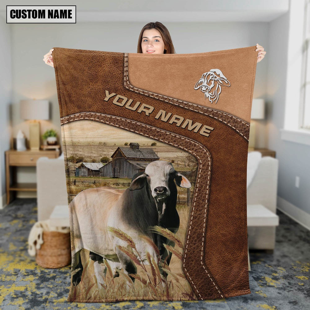 Big Custom Name Brahman Blanket, Farm Blanket, Farm Animal Blanket