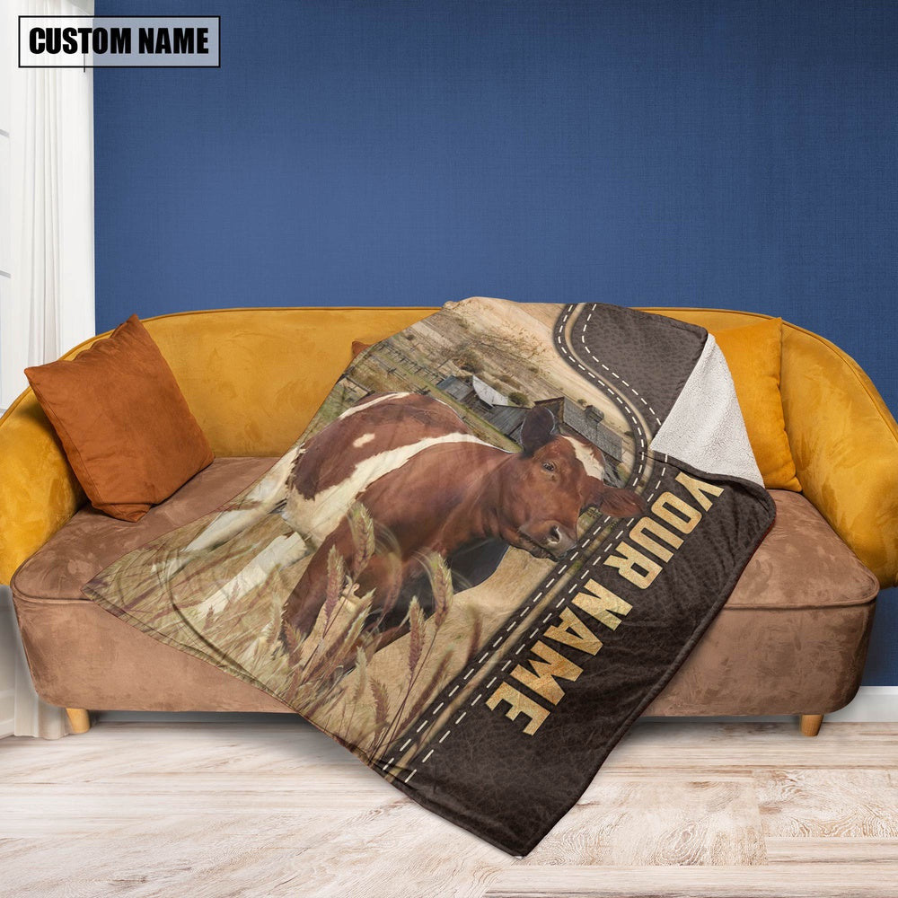 Personalized Name Ayrshire Leather Pattern Blanket, Farm Blanket, Farm Animal Blanket