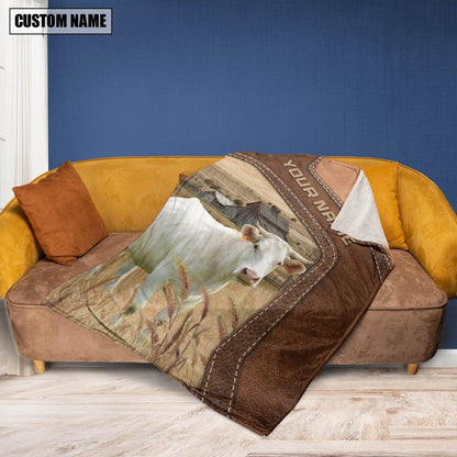 Big Custom Name Charolais Blanket, Farm Blanket, Farm Animal Blanket
